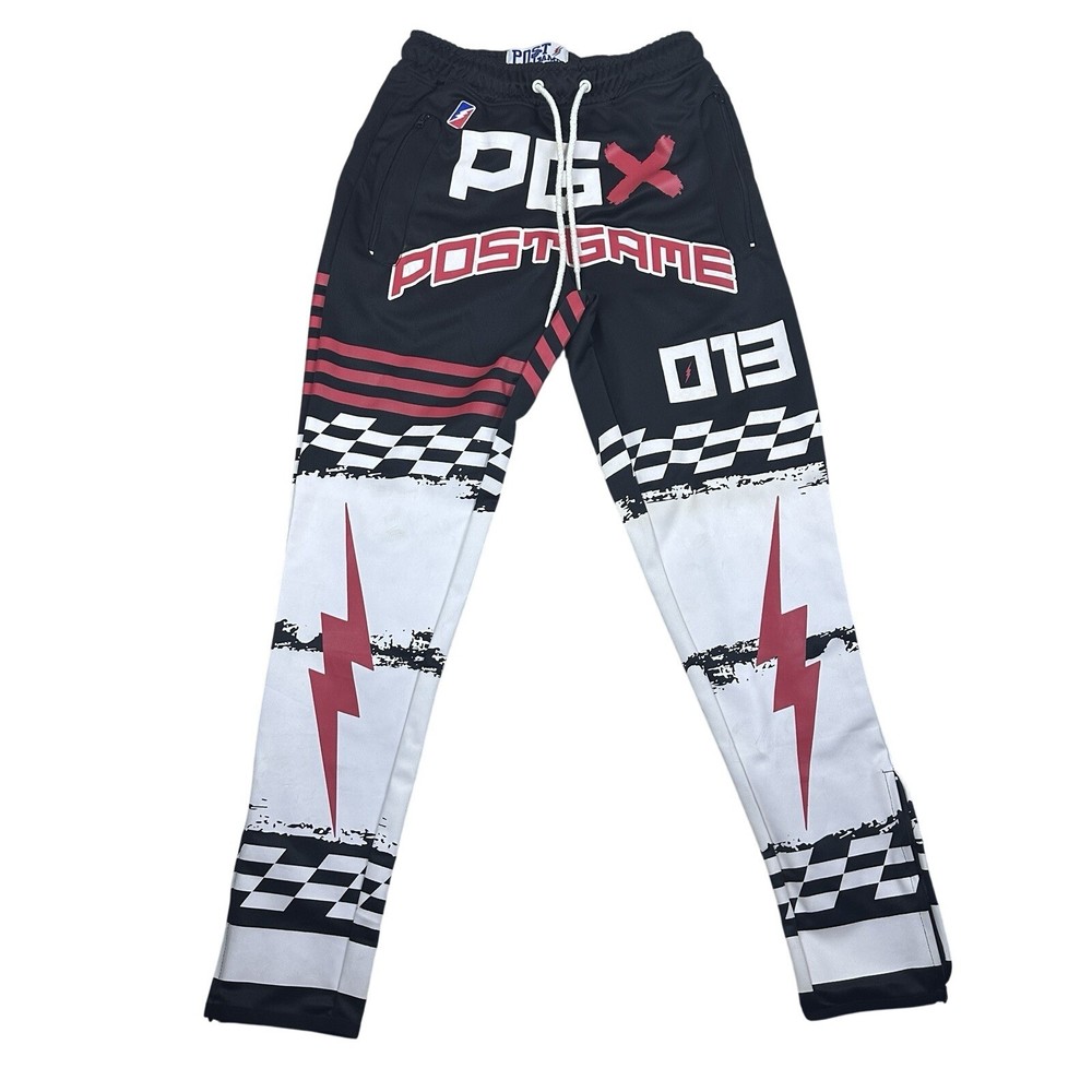Post Game Men's Joggers Size S Racing Style Zip Leg Shiny Nylon Streetwear Look