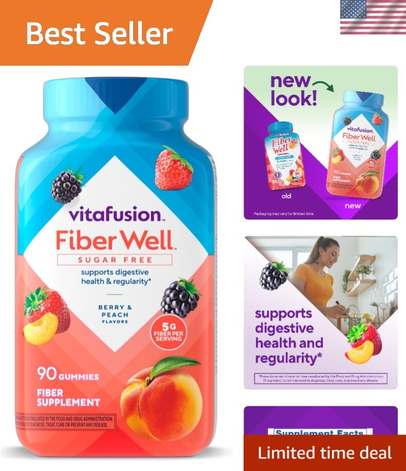 Fiber Well Sugar-Free Gummies - Delicious Peach, Strawberry & Blackberry Flavor