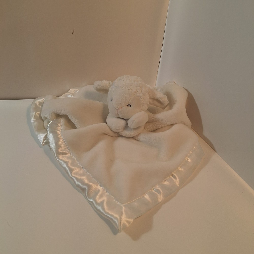 Carters White Lamb Sheep Sleeping Baby Security Blanket Lovey Satin