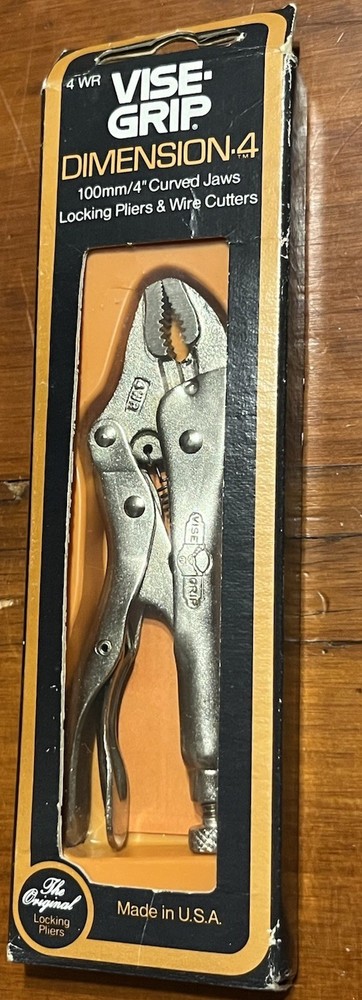 Vintage 1983 USA-Made Petersen Vise Grip 4WR Curved Jaw Locking Wire Cut Pliers NOS
