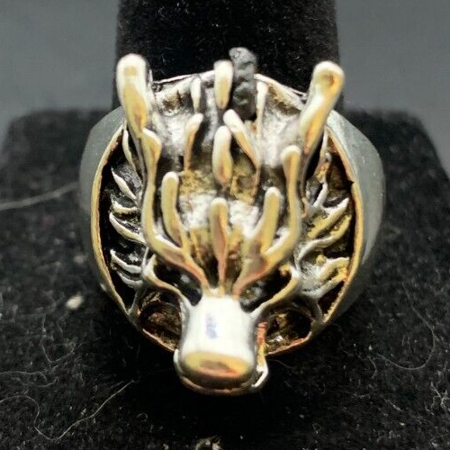 Vintage Antique Silver Tone Wolf Ring - Size 8.5