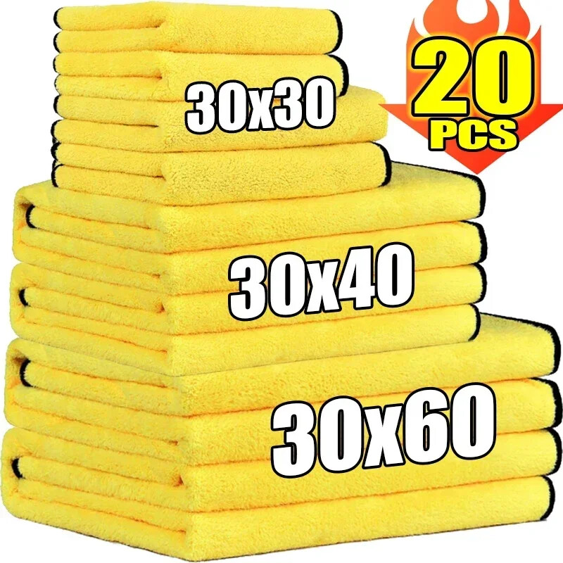 Double Sided Microfiber Car Towel Super Absorbent Auto Drying Cloth Hemmed Edges-image