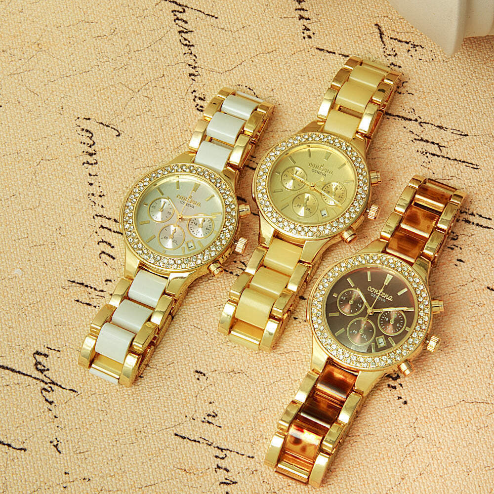 Personalized Women's Quartz Watch with Stainless Steel Strap - Fashionable Round