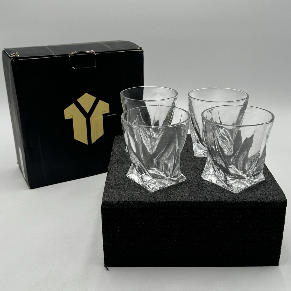 Kitnats Set of 4 Old Fashioned Whiskey Glasses 10 Oz Rocks Glasses Gift Box