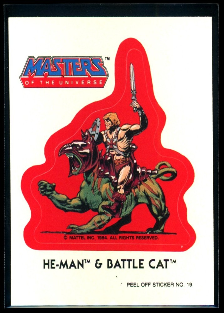 1984 HE-MAN and BATTLE CAT Masters of the Universe Blue Puzzle Sticker #19 NM C4