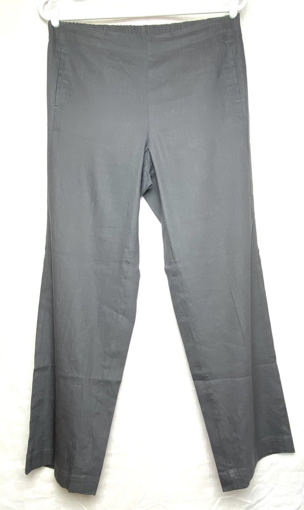 J Jill Linen Stretch Womens Pants Size 14 Gray Pull On Straight Leg