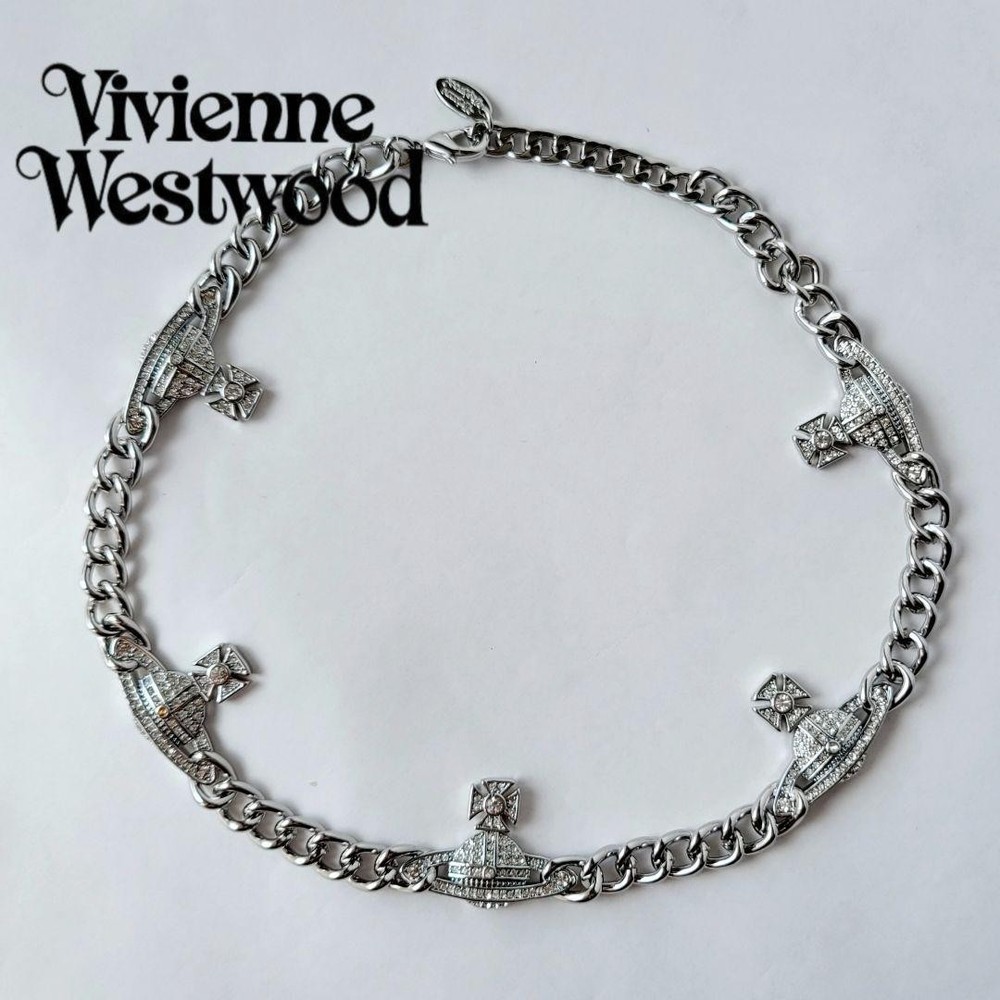 Vivienne Westwood KIKA Orb Logo Chain Necklace Silver Mint