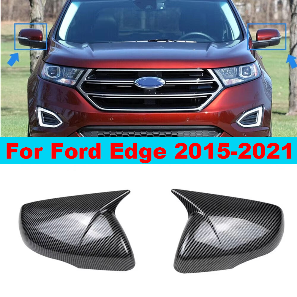 For Ford Edge 2015-2021 Rearview Side Mirror Cover Wing Cap Trim Add on Carbon