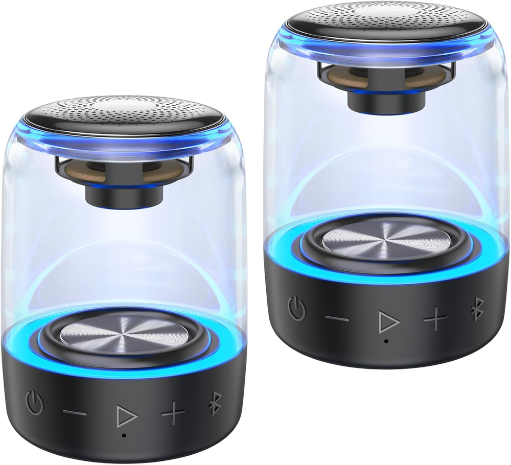 Bluetooth Speakers Dual Portable, Wireless Stereo Pairing, Vibrant LED Light Sho