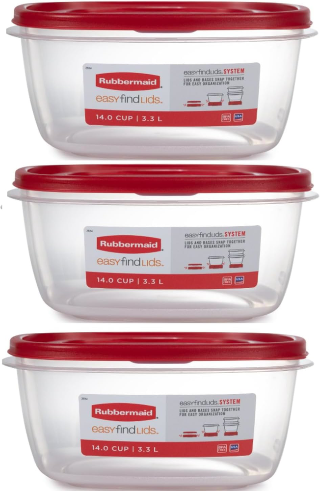 Rubbermaid Food Storage Containers 14 Cup Food Storage Containers 7 Peice Set, 3