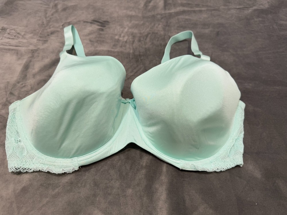 George Bra Underwired Padded Lace Trim Full Cup T Shirt Bra Size 40F Green