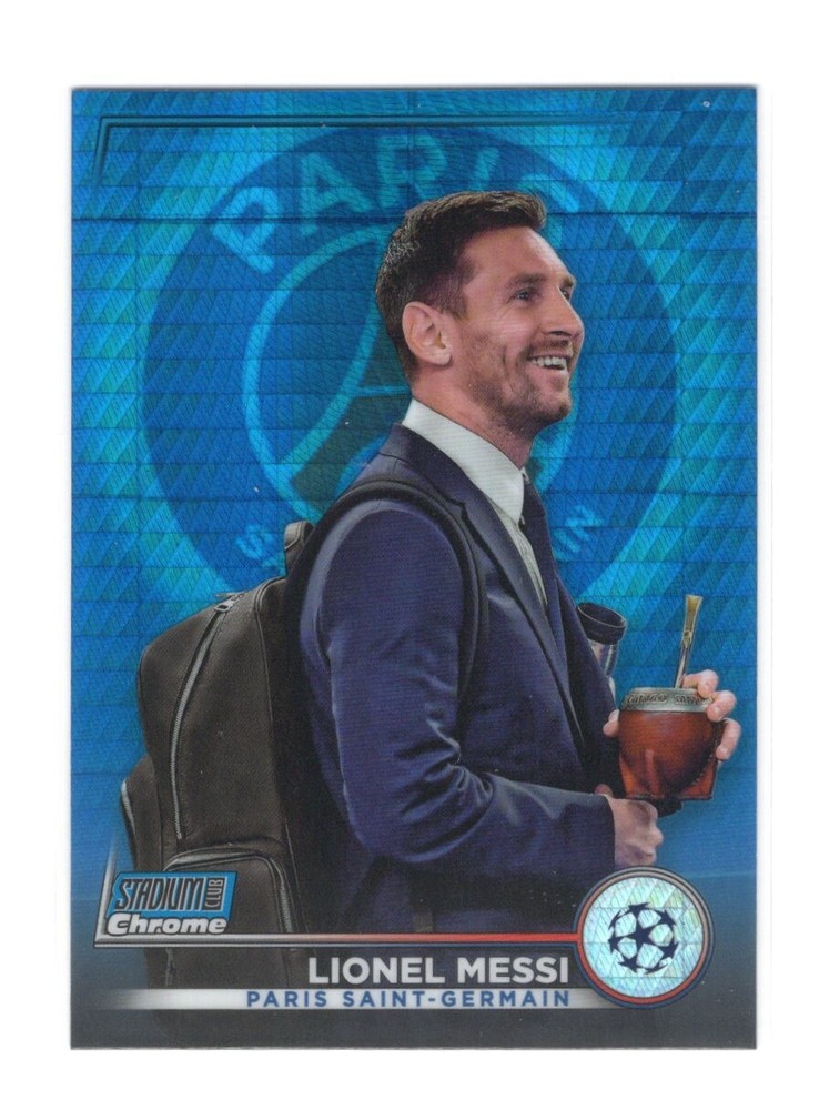 2022-23 Topps Stadium Club Chrome UEFA Blue Prism Refractor — Lionel Messi #80