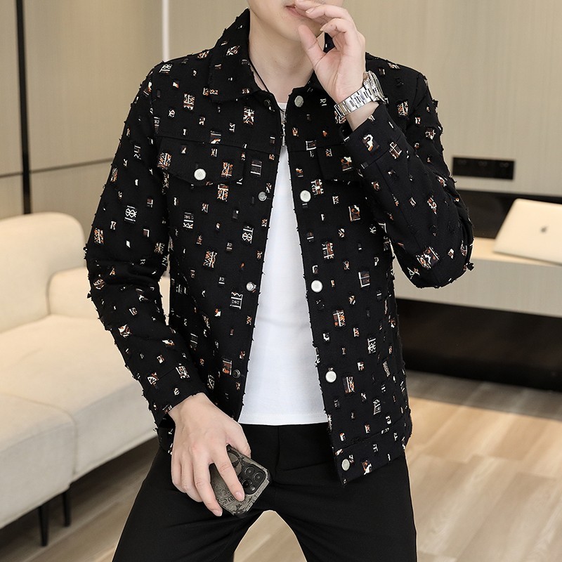 Trendy Men’s Luxury Denim Bomber Jacket – Stylish Casual Streetwear Coat  