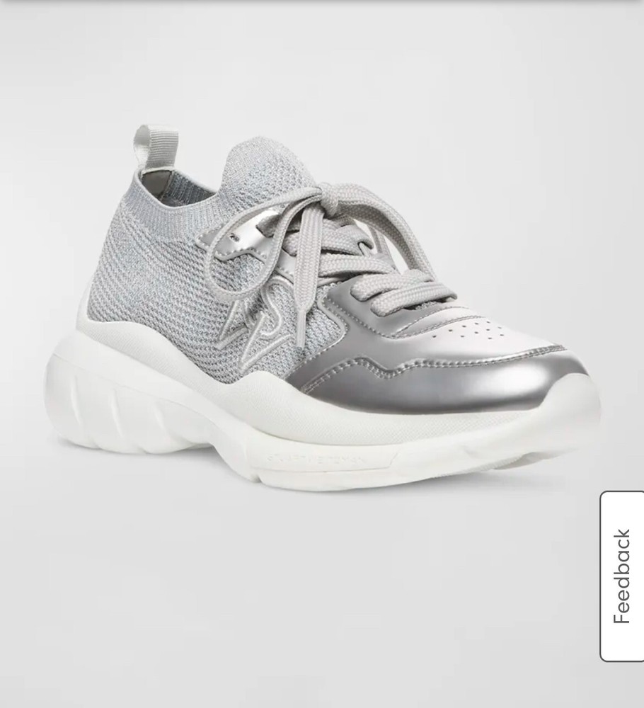 Stuart Weitzman Women's 5050 Lace Up Metallic Knit Low-Top Sneaker Sz 7B -$275