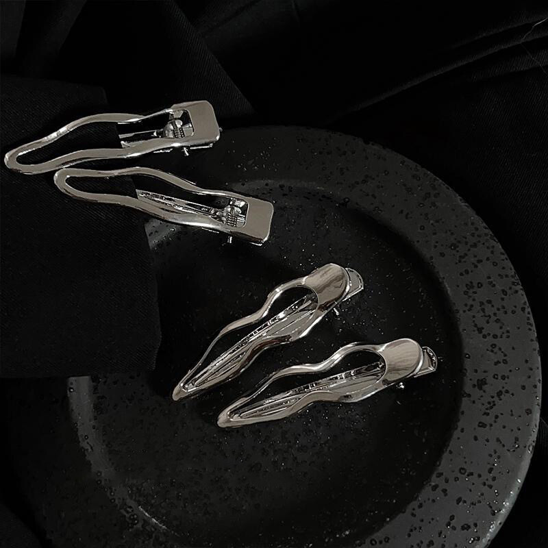 Vintage Minimalist Wave Shape Hair Clip Korean Fashion Silver Color Hair Pa5