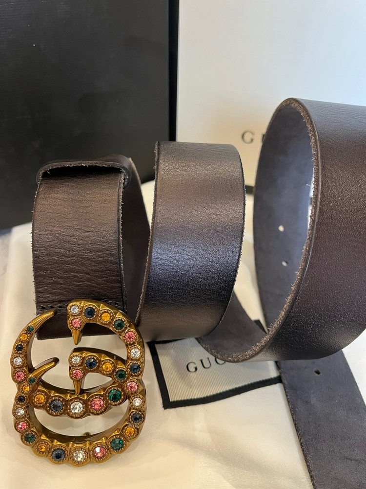 GUCCI Black Leather Belt with GG Buckle Size 75 for 24/26 Waist