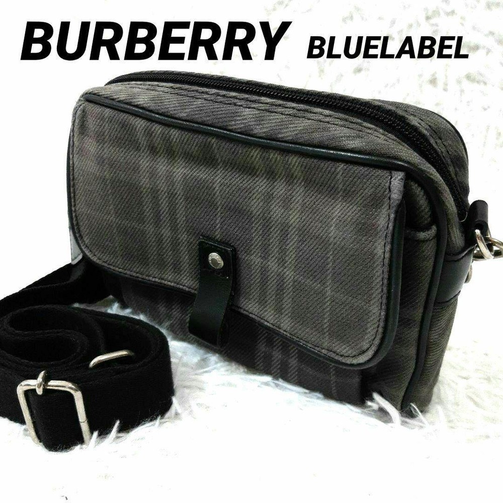 Burberry Shoulder Bag Nova Check Canvas Gray Authentic F1105141