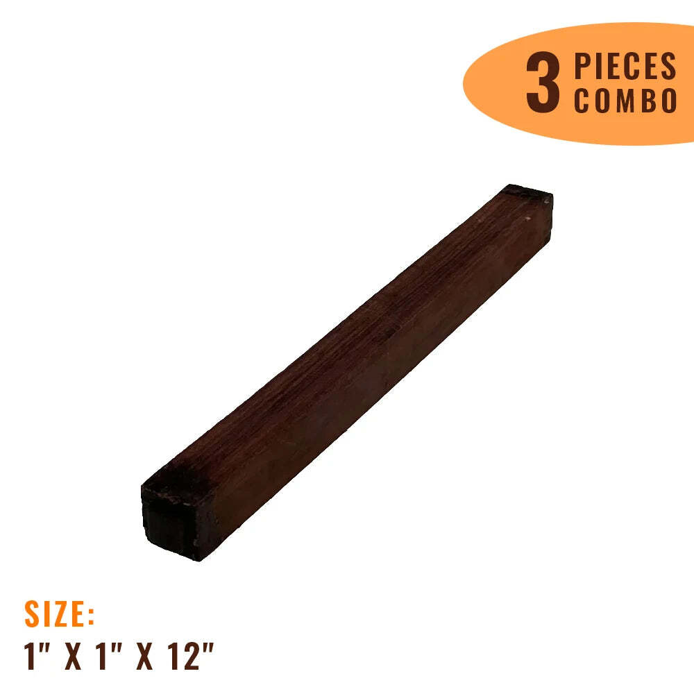3 Pack Rosewood Hobby Wood Blanks 1x1x12 - Flash Sale-image