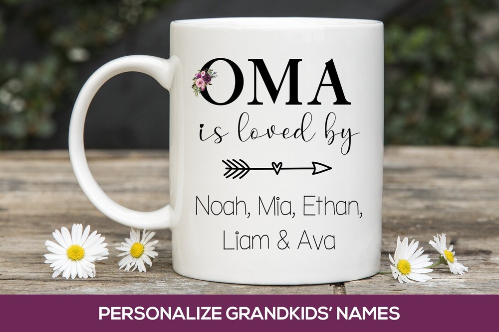 Personalized Oma Coffee Mug with Grandkids Names – Heartwarming Mother's Day Gift for Grandma