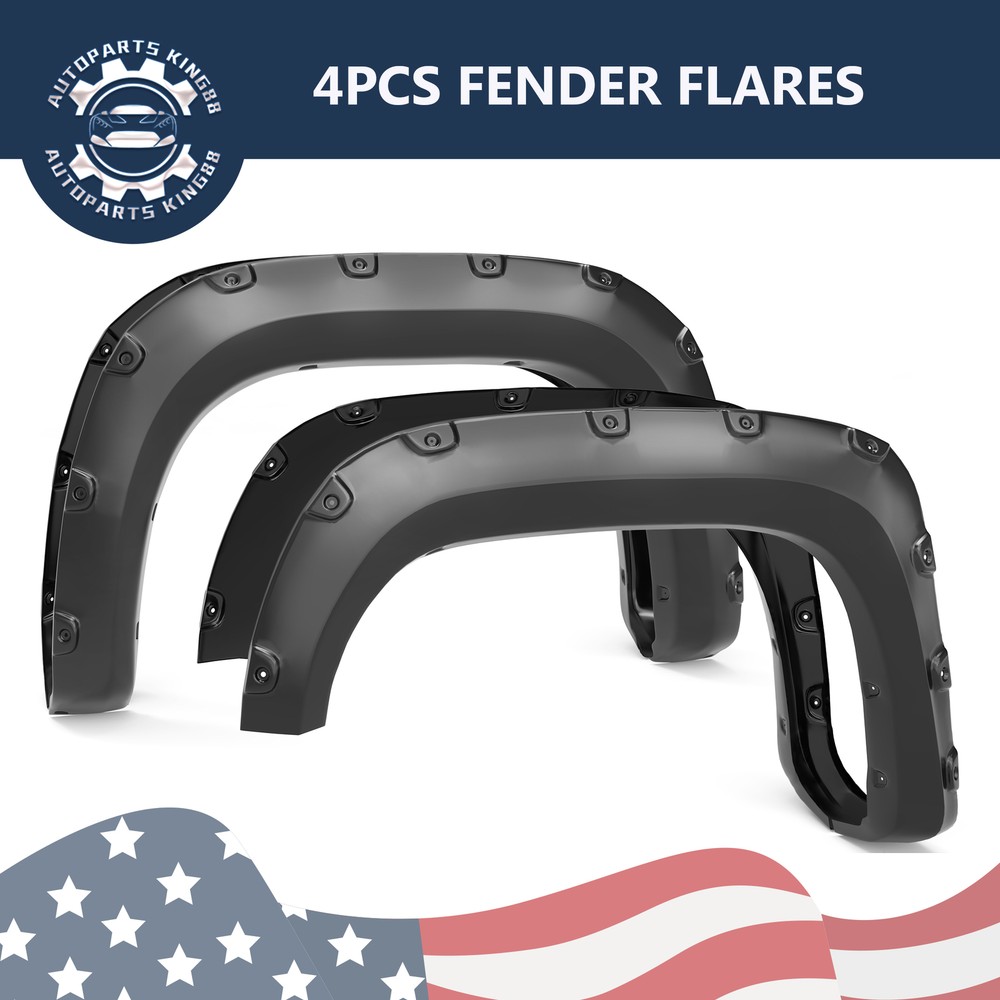 Fender Flares for 07-13 GMC Sierra 1500 2500HD 3500HD Pocket Rivet 6.5 & 8FT Bed
