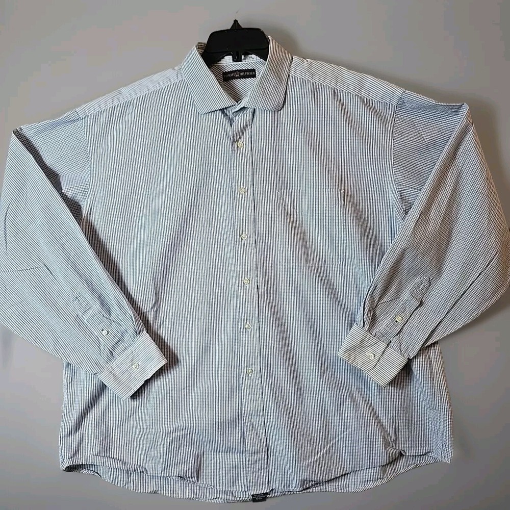Tommy Hilfiger Dress Shirt Mens 18 36/37 Regular Fit Checkered American Classic