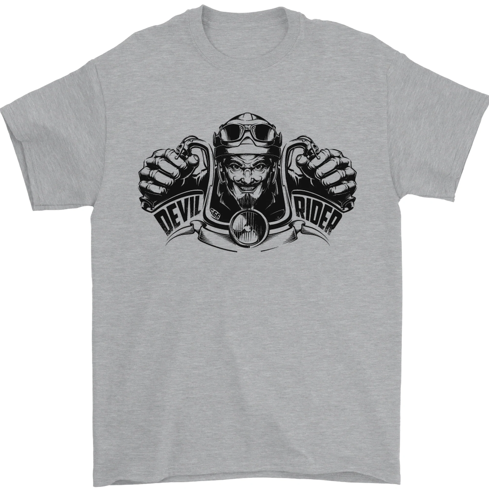 Devil Rider Motorcycle Motorbike Biker Mens T-Shirt 100% Cotton