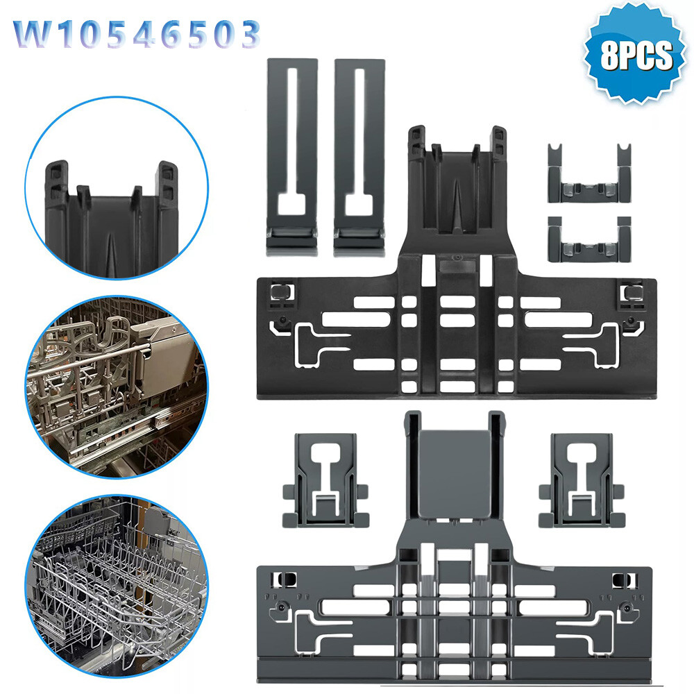 8Pcs Whirlpool Dishwasher Upper Rack Adjuster W10546503 W10195840 W10195839 Replacement Parts