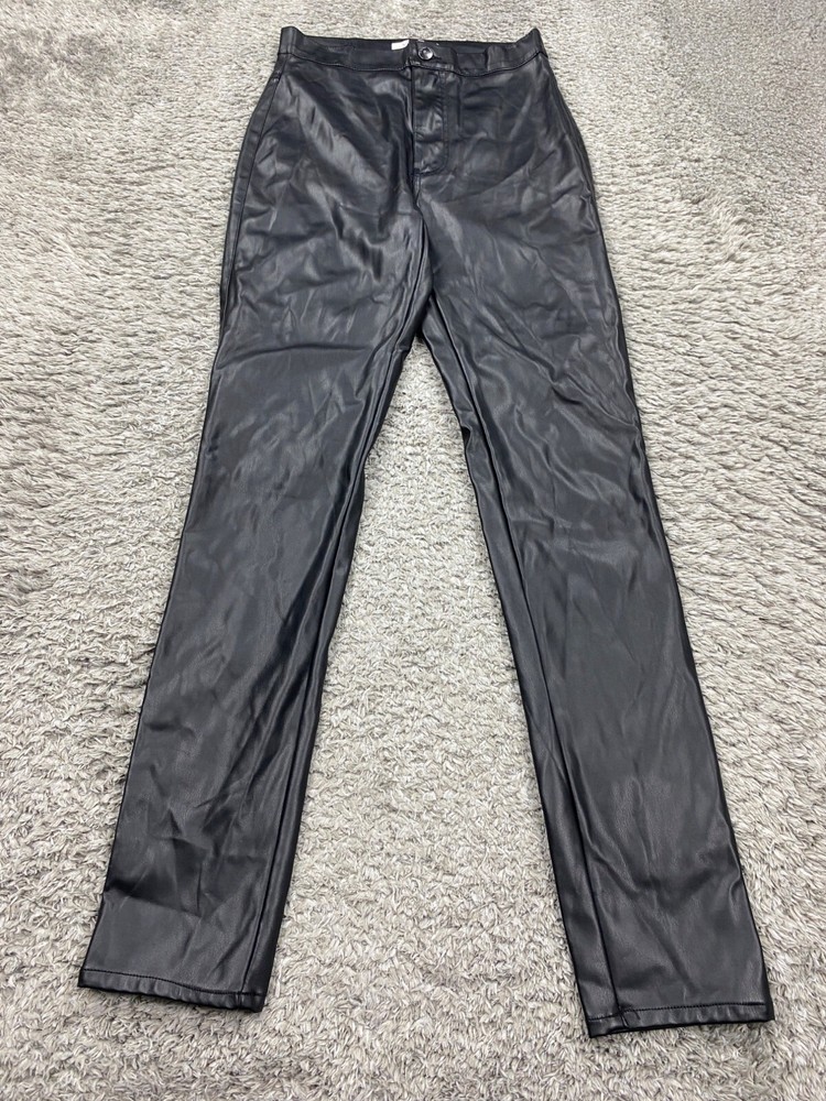 Vibrant MIU Jeans Women 7/27 Black Faux Leather High Rise Skinny Fit Biker Pants