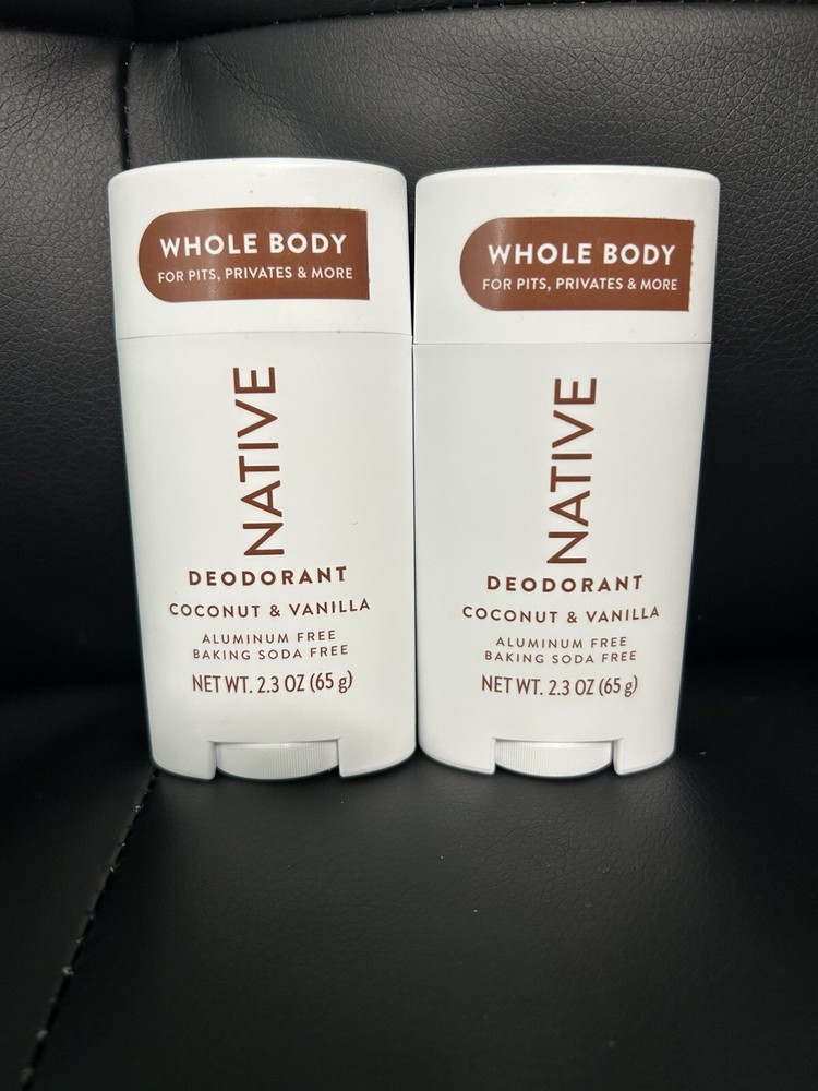 2x NATIVE Whole BODY Deodorant COCONUT & VANILLA 2.3oz For Pits, Privates & More