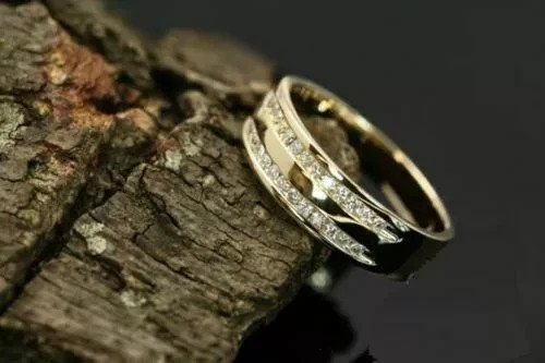 2Ct Moissanite Channel Set Mens Wedding Band 14K Yellow Gold Plated Size 9