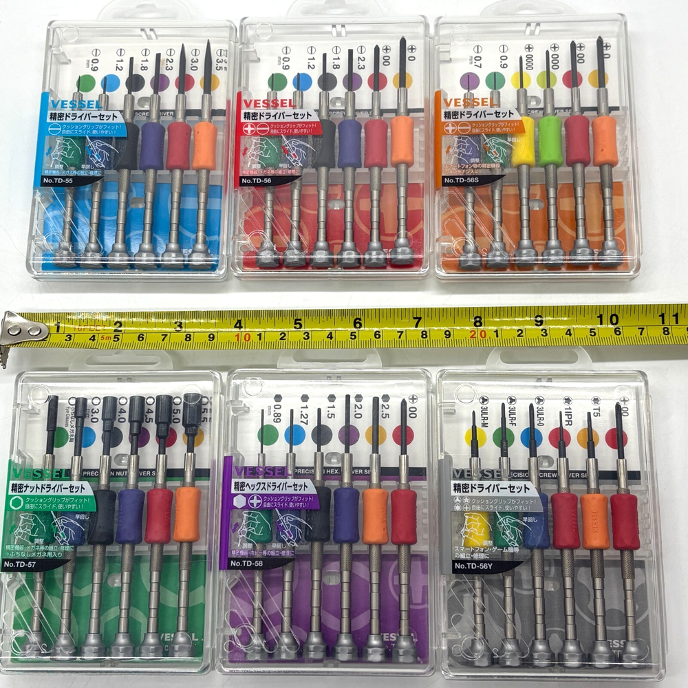 Precision Micro Screwdriver Set with + - Torx Triwing Hex JIS Japan TD Series