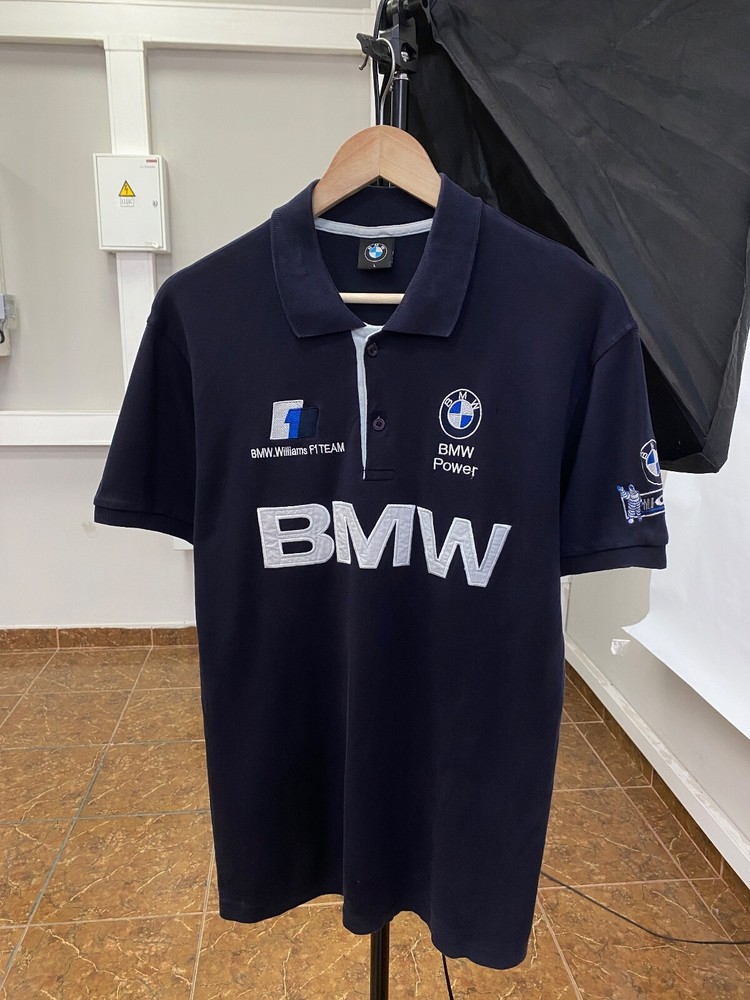 Vintage 90s BMW Williams F1 Racing Michelin Polo T-Shirt Y2K size M/L dark blue