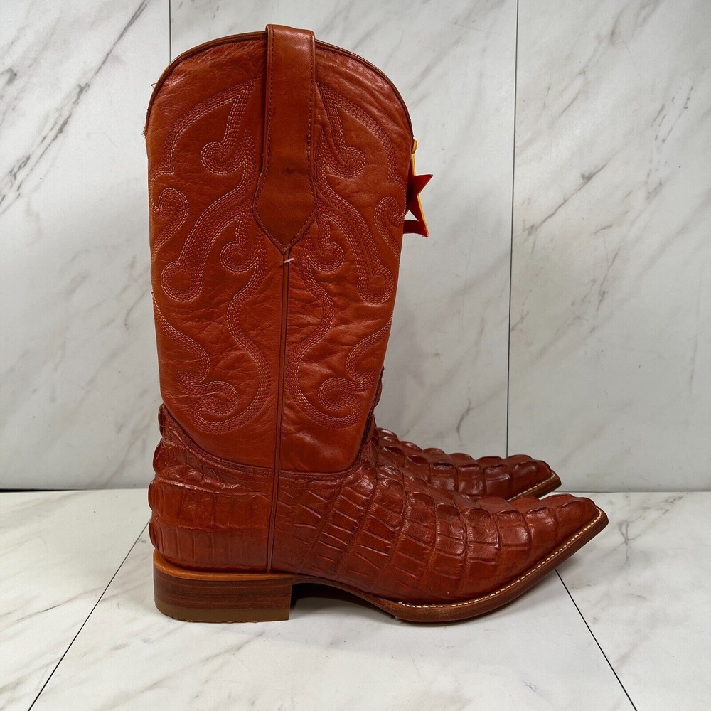 Los Altos Men's Size 6 EE Wide Cognac Brown Leather J-Toe Cowboy Boots