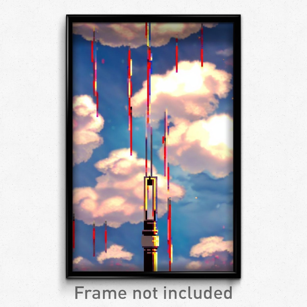 Pixel Art Poster - Cloudy Gallows (8 Bit Psychedelic Trippy Video Game Print)