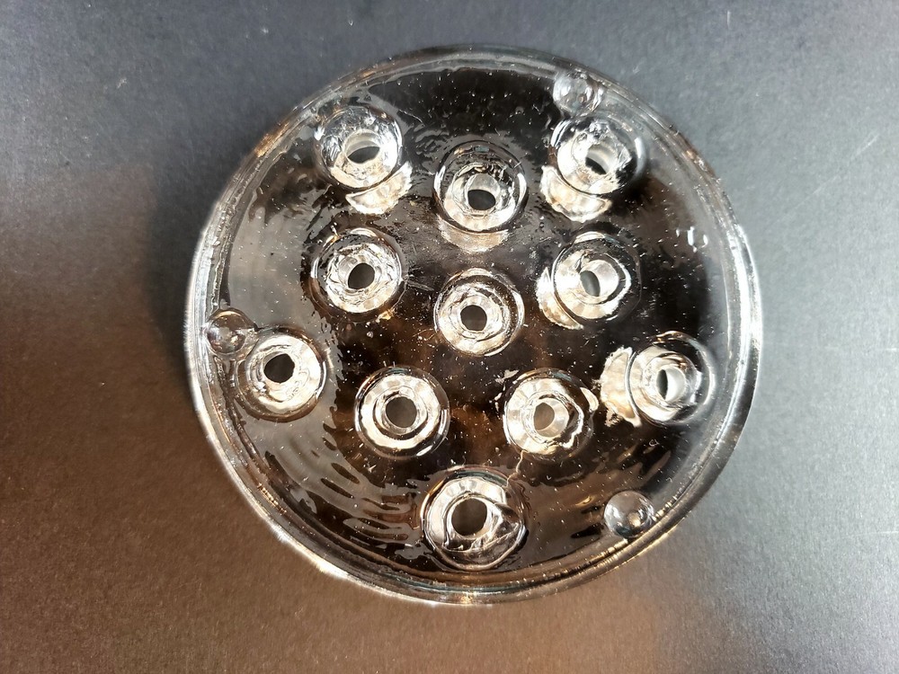 Clear GLASS FROG ROUND TOP 3 ½ DIAMETER FRESH CUT Garden Table FLOWER ARRANGING