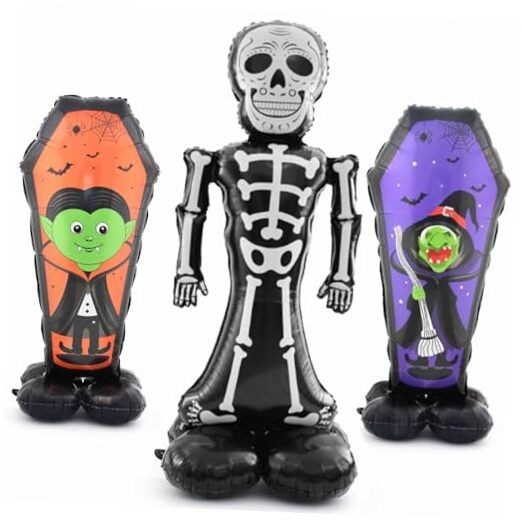 Halloween Skeleton Balloons Large Skull Coffin Decorations for Spooky Party