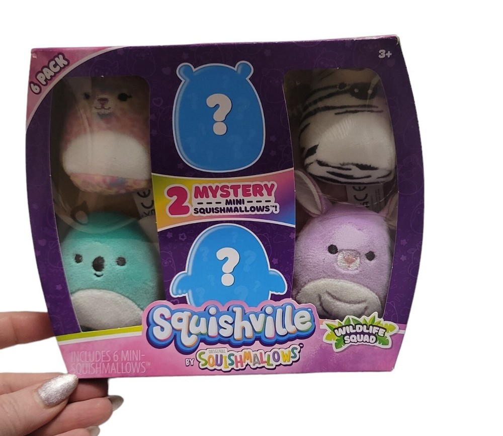 Squishmallows Squishville Wildlife Squad 6 Pack with 2 Mystery Minis