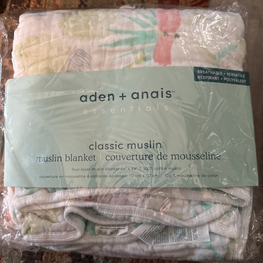 Durable 44x44 Inch Muslin Baby Blanket for Infant Bedding - Tropicalia Style