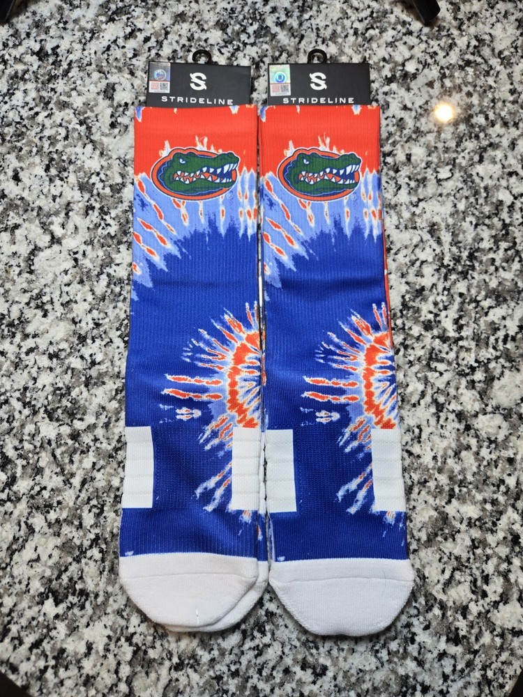 NCAA Florida Gators Tie-Dye Men’s Socks Trippy Print Sizes 8-12