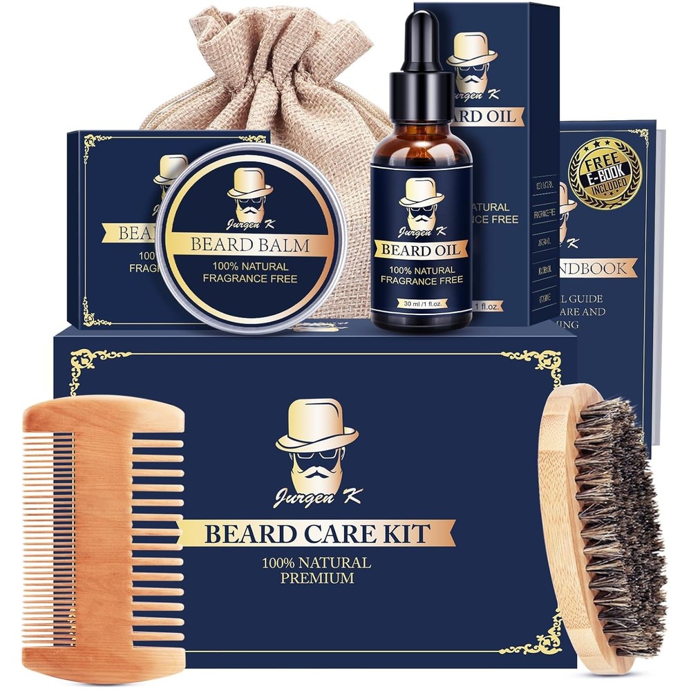 Best Father's Day Gift - Luxury Beard Care Kit with Oil, Balm, Comb & Brush-image