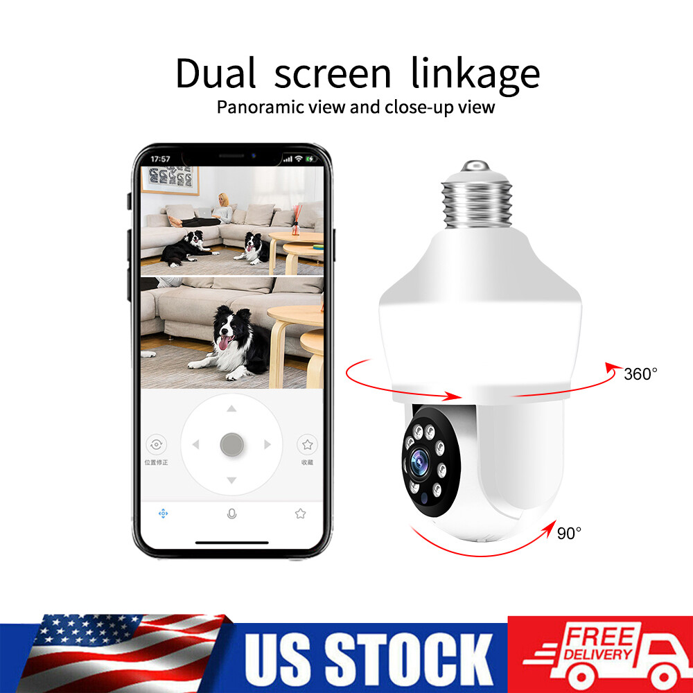 Light Bulb Security Camera Panoramic Home WiFi Camera with Motion Detection IP66