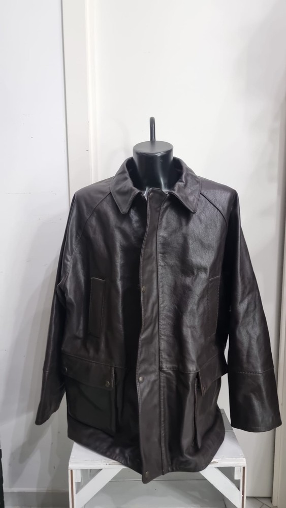 Men's Brown Leather Jacket Coat Size XL/XXL AN1059