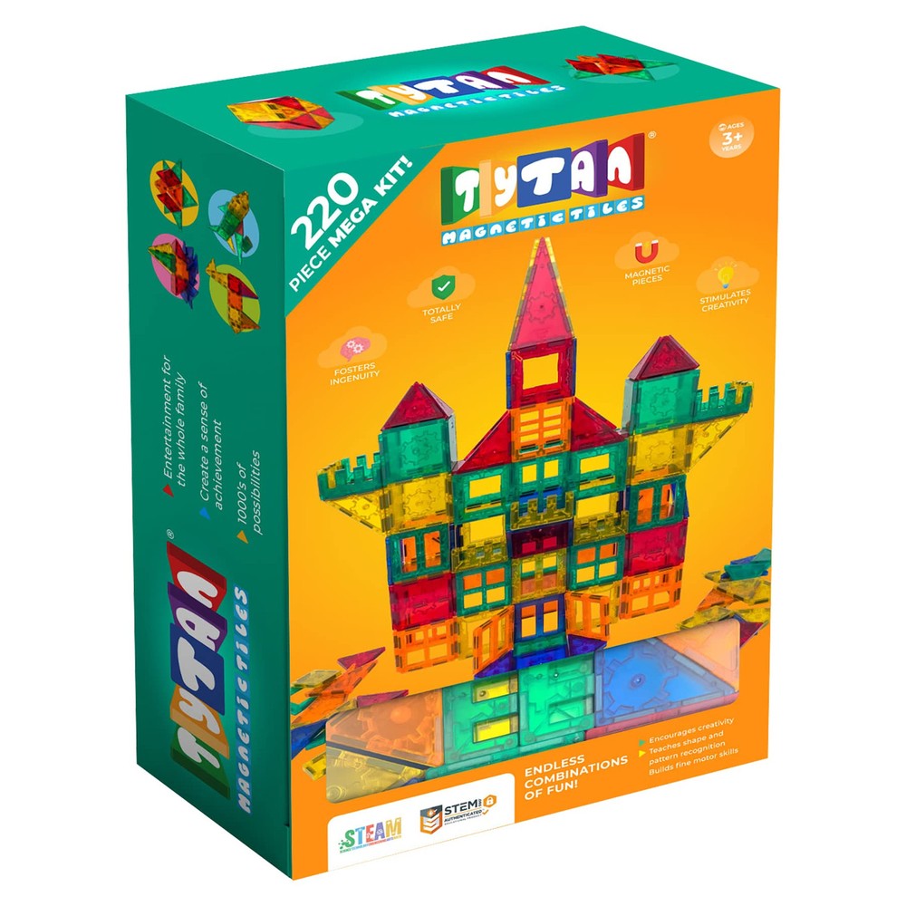 Tytan TILES 220-Piece SUPERSIZED Magnetic Tiles Building Set, 1000s of Creati...