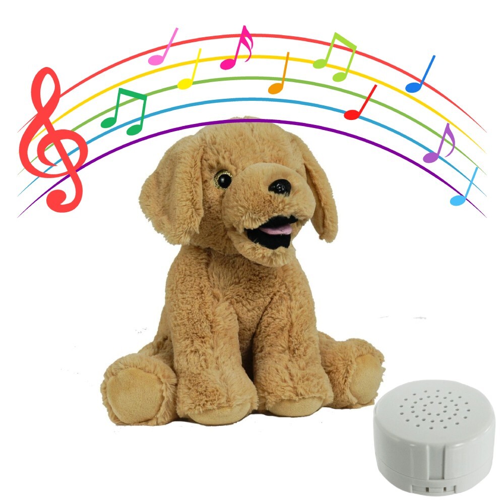 8 Inch Tan Lab Plush Toy with Recorder -Soft Eco-Friendly Stuffed Animal New
