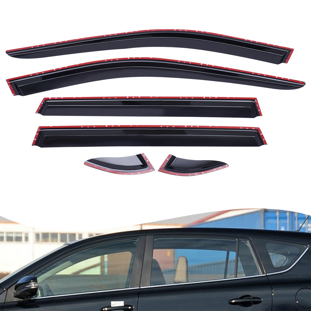 6PCS For Toyota RAV4 2019-2022 Black Window Visor Vent Shades Sun Rain Guard New