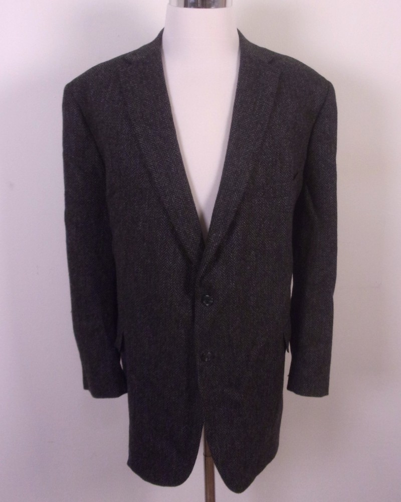 EUC Tom James Corporate Image Bespoke 100% Wool Tweed Blazer Sportcoat SZ 50 L