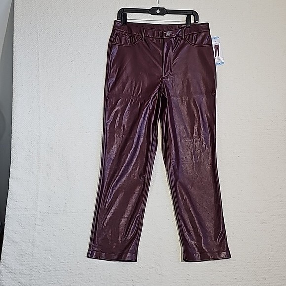 NWT Joie Vegan Faux Leather Burgundy Straight Leg Pants Size 10