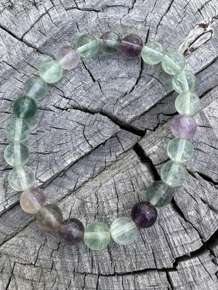 Rainbow Fluorite Stretch Bracelet Handmade Crystal Healing Stone