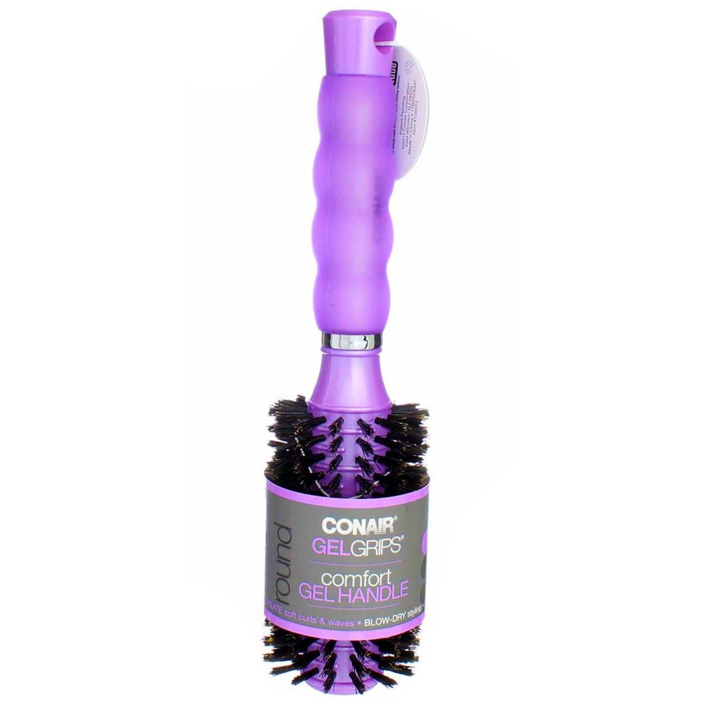 2 Pack Conair Gel Grips Round Round Hair Brush, Purple