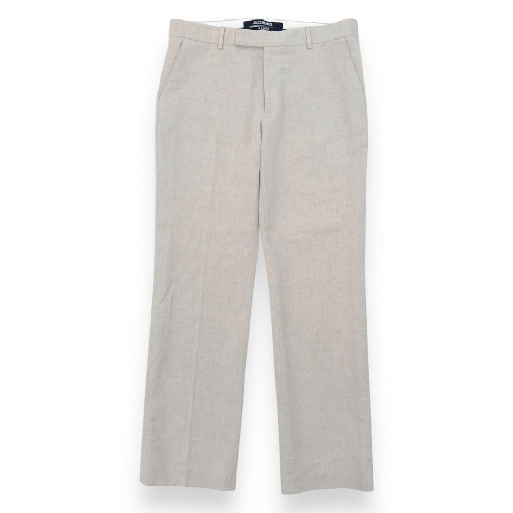 Jacquemus Le Raphia Linen Blend Straight Leg Suit Trousers 54 XXL RRP £650